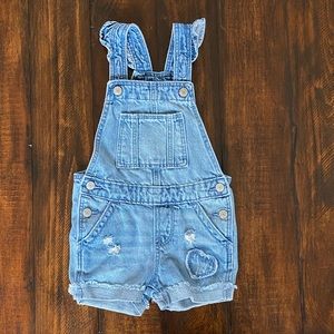 GAP Toddler Ruffle Denim overall shorts